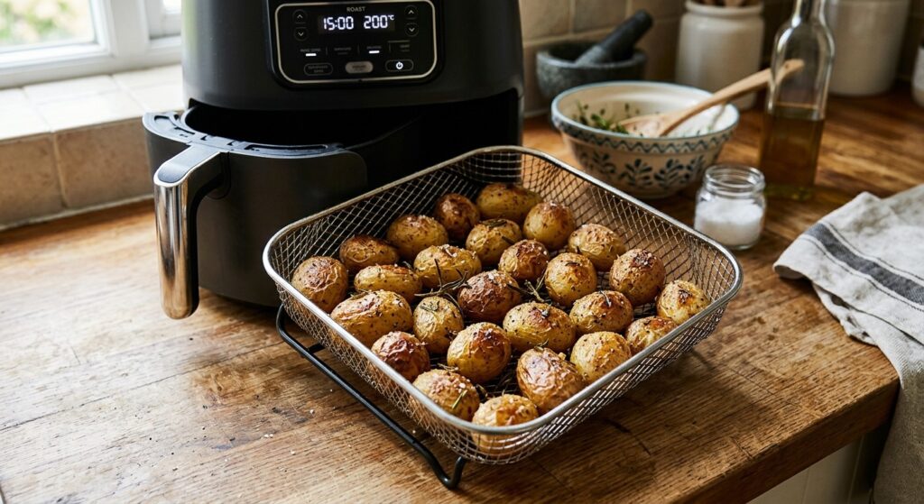 Patatas enteras en freidora de aire
