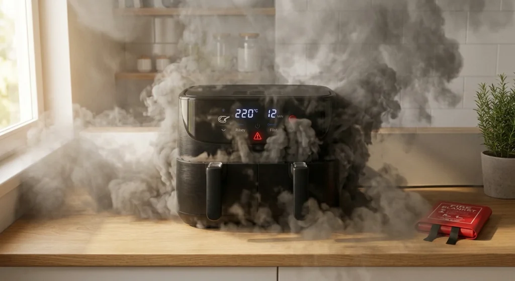 humo en freidora de aire